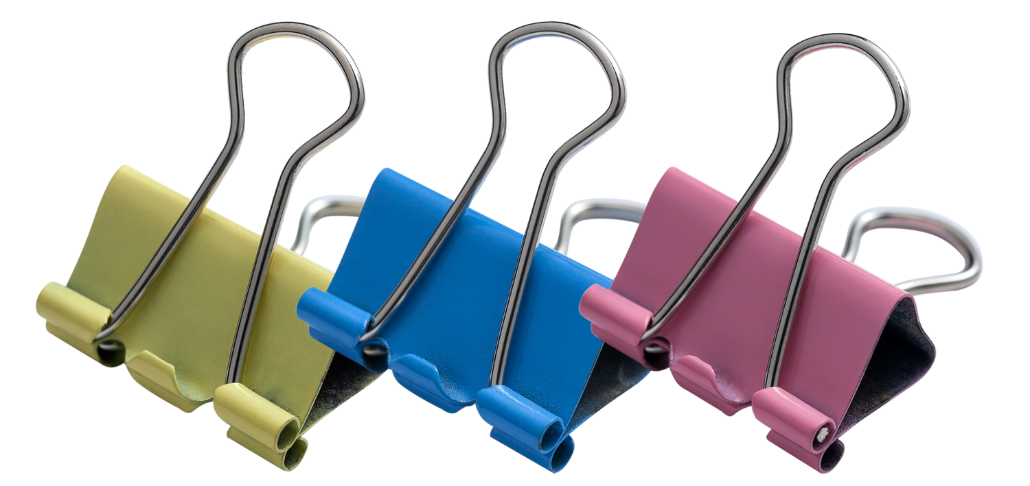 Затискачі для паперів BUROMAX (BM.5354), КОЛЬОРОВІ, 25 мм., 12 шт. в пачці